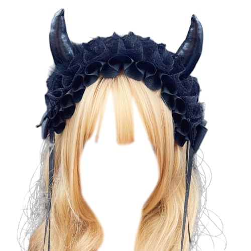 Kreatives Teufelshorn Stirnband für Damen aus plissierter Spitze für Hautpflege Make-up von Ruarby