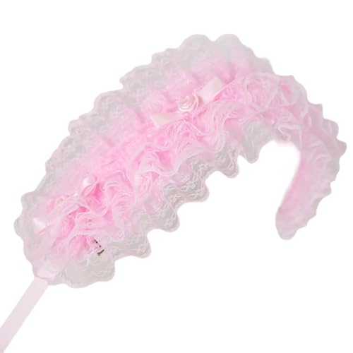 Mädchen Rüschen Band Kopfbedeckung Schleifen Spitzenbesatz Cosplay Stirnbänder Dienstmädchen Volant Rosette Ornamente von Ruarby