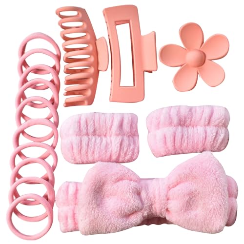 Make-up-Set für Dusche, Sport, Hautpflege, einzigartiges Stirnband mit Schleife und Armbändern, Haarspangen-Set für Hautpflege von Ruarby