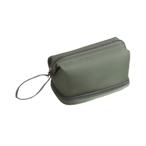 Make-up-Tasche mit großem Fassungsvermögen, doppellagig, Kulturbeutel, Reise-Kosmetiktasche, Kulturbeutel, einfarbig, Aufbewahrungstasche für Damen, grün von Ruarby