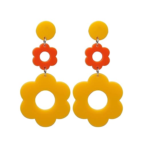 RUARY Koreanische niedliche Acryl-Blumen-Ohrstecker für Damen, trendig, geometrisch, Gänseblümchen-Anhänger, Modeschmuck, Geschenk, Siehe Beschreibung von Ruarby