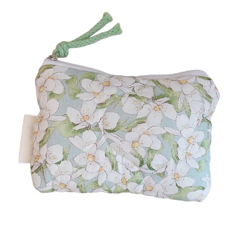 Reisefreundliche Make-up-Tasche aus Baumwolle, Blumenmuster, elegante Kosmetiktasche, lässige Kosmetiktasche für Damen, kleine Zubehörtasche, F, Mass Beauty von Ruarby