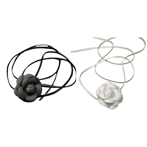 Ruarby 2 x Blumen-Halskette, verstellbarer Seilhals, Schmuck, Stoff, Textur, Charm, Geschenk für Mode-Liebhaber, Frauen von Ruarby