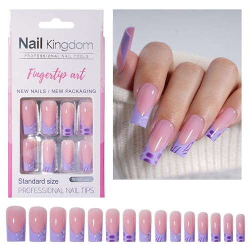 Ruarby 30 Stück glänzende French Tip Press on Nails Lange quadratische Form Stick on Nails Maniküre Glänzende Acryl Kunstnägel für Frauen Ruarby 30 Stück glänzende French Tip Press on Nails Lange quadratische Form Stick on Nails Maniküre Glänzende Acryl Kunstnägel für Frauen von Ruarby