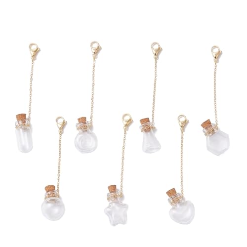 Ruarby 7 Stück Mehrzweck-Schlüsselanhänger, kleine Klarglasflaschen, Charm-Anhänger, Dekoiration für Schmuck und besondere Geschenke von Ruarby