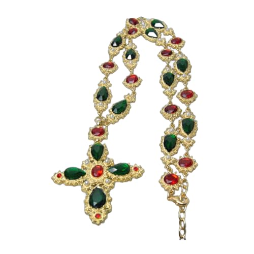 Ruarby Anspruchsvolle Damen-Halskette, helle Edelsteine, Kruzifix-Anhänger, Choker, verstellbare Länge, Pulloverkette, Partyschmuck, Alltagskette, Einheitsgröße, Wie beschrieben, Wie beschrieben von Ruarby