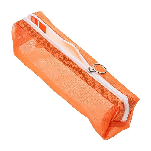 Ruarby Beliebter Netz-Bleistift für Etui, waschbare Kosmetiktasche, Organizer, große Kapazität, tragbar, für Schüler, Schulanfang, Orange, Schulranzen-Set von Ruarby