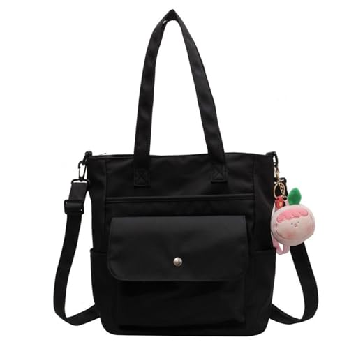 Ruarby Canvas-Tasche mit mehreren Taschen, Crossbody-Tasche für Damen, modisch, einfarbig, großes Fassungsvermögen, Schulterhandtasche mit Tragegriff oben, große Kapazität, Schwarz , One Size von Ruarby