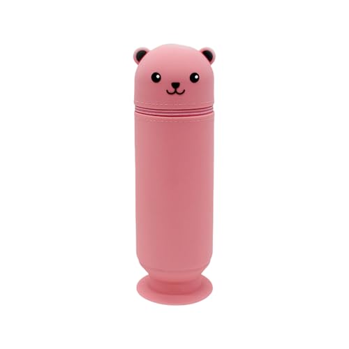 Ruarby Cartoon Bär Stifthalter Silikon Federmäppchen Schöne Tier Teleskopbox Schulbedarf Silikonbox Große Kapazität Stift Cartoon Bär Fall, B von Ruarby
