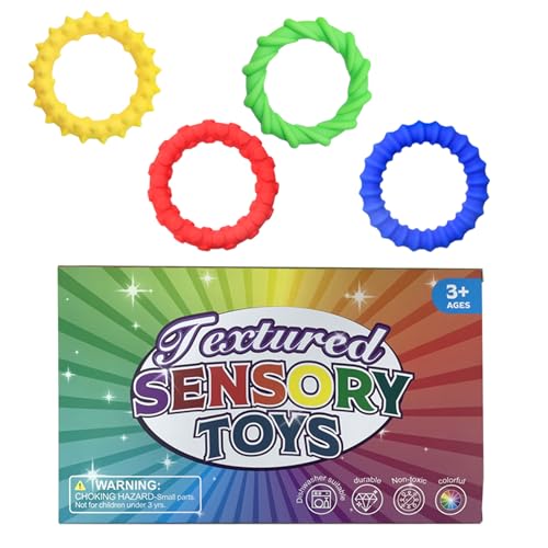 Ruarby Dehnbares sensorisches Armband aus Silikon für Kinder und Erwachsene, 4 Stück, zur Verbesserung der Aufmerksamkeit und Reduzierung von Stress, dehnbares Silikon-Armband von Ruarby