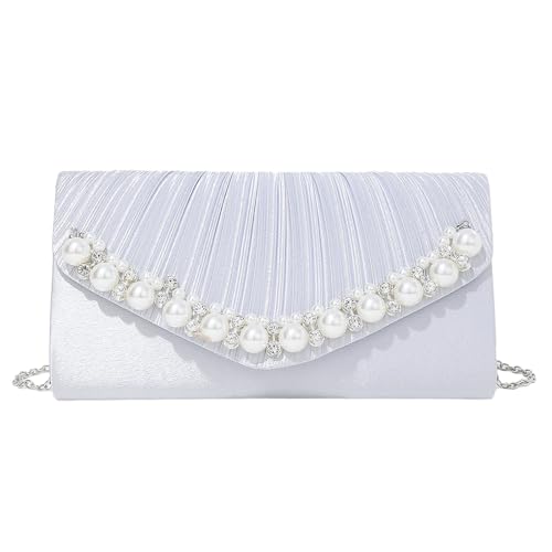 Ruarby Elegante Braut-Geldbörse mit abnehmbarer Kette, Abendtasche, verleiht der Damentasche Raffinesse, silber, One Size von Ruarby