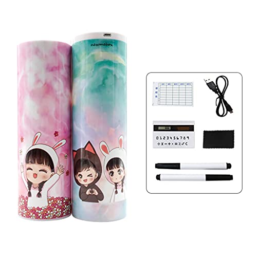 Ruarby Fancy Treibsand-Bleistift-Set mit abnehmbarem Taschenrechner, löschbare Stifte, USB-Kabel, Stifthalter, Partyzubehör, 08 Long Meow Bunny Streublumen, Schulranzen-Set von Ruarby