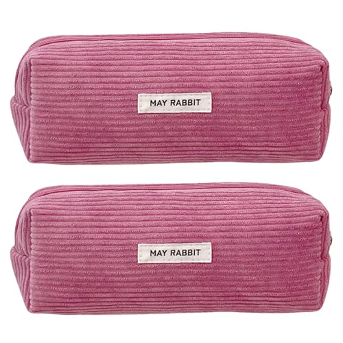 Ruarby Federmäppchen aus Cord mit großem Fassungsvermögen, Mehrzweck-Stiftetui, Reise-Make-up-Tasche für Kinder und Erwachsene, 2 Stück, Lotuswurzelstärke von Ruarby
