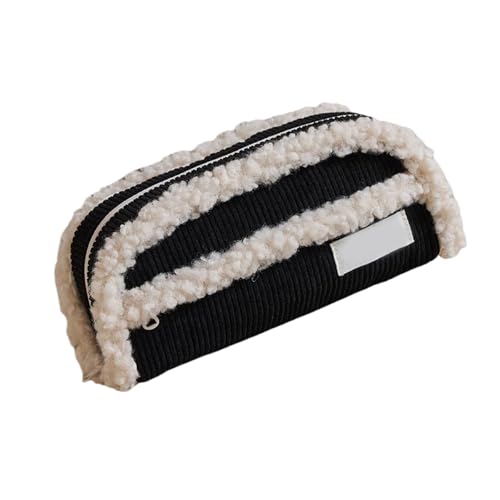 Ruarby Federmäppchen mit großem Fassungsvermögen, Schreibwaren-Tasche, Bleistiftbeutel, Cord-Bleistifttasche, Make-up-Tasche, Schreibtisch-Organizer für Studenten, Schwarz von Ruarby