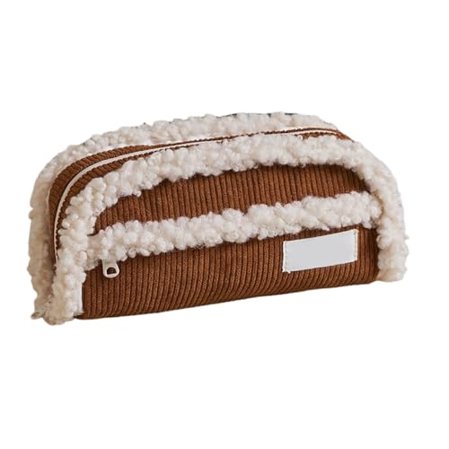 Ruarby Federmäppchen mit großem Fassungsvermögen, Schreibwaren-Tasche, Bleistiftbeutel, Cord-Bleistifttasche, Make-up-Tasche, Schreibtisch-Organizer für Studenten, kaffeebraun von Ruarby