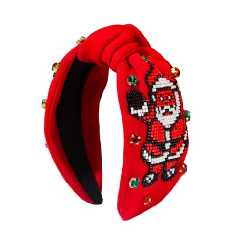Ruarby Festlicher Weihnachtsmann-Haarreif mit Strasssteinen, für Erwachsene, Weihnachts-Kopfschmuck für Weihnachtsfeiern und Versammlungen von Ruarby