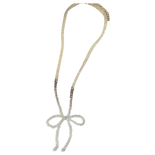 Ruarby Funkelnde Kristall-Schleifen-Halskette, Schmuck, schöne Schlüsselbeinkette, Halsschmuck, einzigartig für modische Frauen, elegant und modisch, Einheitsgröße, Wie beschrieben, Wie beschrieben von Ruarby