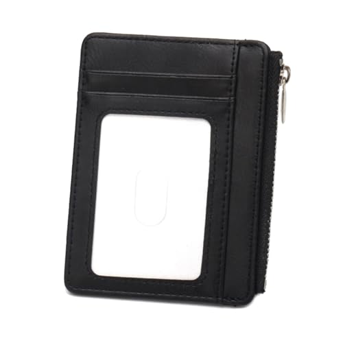Ruarby Geldbörse aus PU-Leder mit Reißverschluss, Kartenhalter mit transparentem Fenster für sicheren Schutz von Informationen und einfachen Zugriff, Schwarz von Ruarby