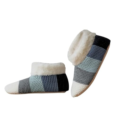 Ruarby Gestrickte Knöchelsocken für Damen und Herren, dickes Fleece gefüttert, weiche, rutschfeste Sohlen, gemütlich, warme Bodensocken, Wärmedämmung, a, Einheitsgröße von Ruarby