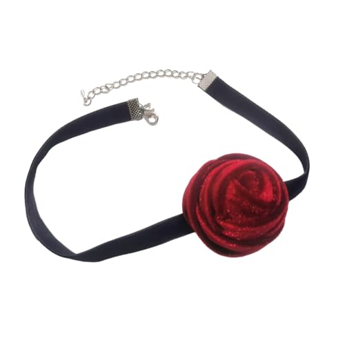 Ruarby Gothic elegante Schlüsselbeinkette mit großer Rose für Damen, Hochzeit, Braut, verstellbar, Mariage-Schmuck, Geschenk, Choker-Halsketten für Frauen, Einheitsgröße, Wie beschrieben, Wie von Ruarby