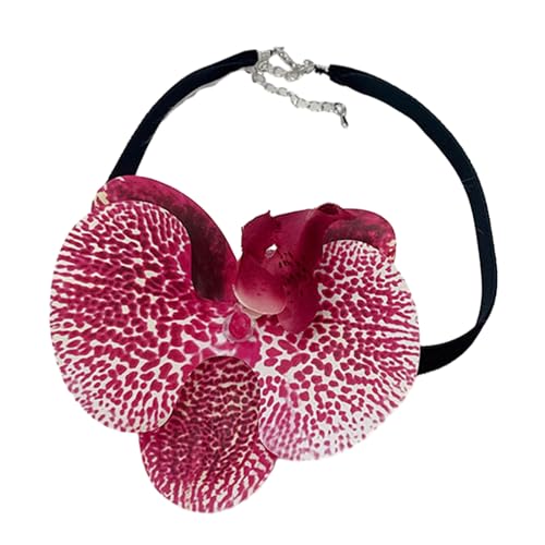 Ruarby Halskette mit Phalaenopsis-Anhänger, vielseitig, florales Schlüsselbeinkette, modische künstliche Blume, Choker, stilvolles Accessoire für den täglichen Gebrauch, Einheitsgröße, Wie beschrieben von Ruarby