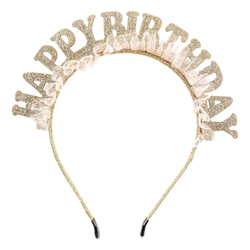 Ruarby Happy Birthday Stirnband Kronen Haarband mit Spitze Dekoration Kopfschmuck für Geburtstag Event und Festival Anlass von Ruarby