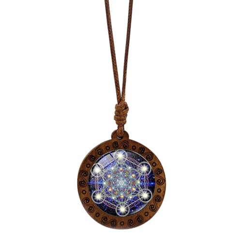 Ruarby Hexagramm-Holz-Amulett-Halskette mit aufwendigem Sri Yantra-Muster, verstellbare Länge, Schlüsselbeinkette, Unisex-Halskette, Hexagramm-Halskette, Einheitsgröße, Wie beschrieben, Wie von Ruarby