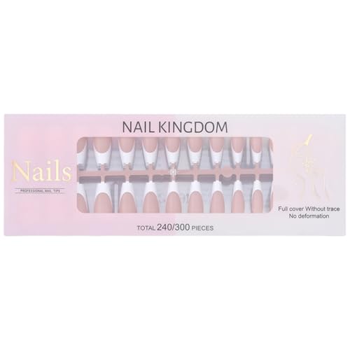 Ruarby Künstliche Nägel mit französischer Spitze, lange Nägel zum Aufdrücken, vollständige Aufkleben, kurze falsche Nägel für Damen, 240 Stück von Ruarby