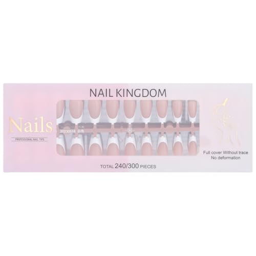 Ruarby Künstliche Nägel mit französischer Spitze, lange Nägel zum Aufdrücken, vollständige Aufkleben, kurze falsche Nägel für Damen, 240 Stück von Ruarby