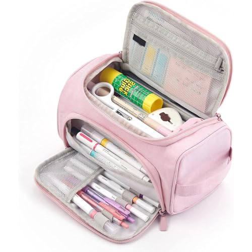 Ruarby Mehrzweck-Federmäppchen, großes Fassungsvermögen, doppellagiges Federmäppchen, Segeltuch, Make-up-Aufbewahrungstasche, Behälter, C von Ruarby