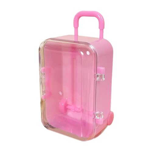 Ruarby Mini-Koffer Lippenstifttasche Frauen Kleine Kartengepäck Aufbewahrungsbox Puppen Zubehör Miniatur Trolley Koffer Reise Miniaturkoffer zum Basteln, rose, L von Ruarby