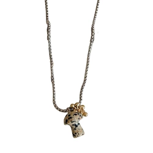 Ruarby Modische Halskette mit gepunktetem Tieraugen-Stein, stilvoller Pilz-Anhänger, trendig und von der Natur inspiriert, Pilzschmuck, Einheitsgröße, Wie beschrieben, Wie beschrieben von Ruarby