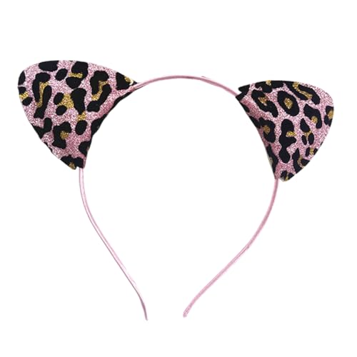 Ruarby Modischer Haarreif mit Tier-Katzenohren, für Erwachsene und Frauen, goldfarben, glitzernd, Katzenohren, für Geburtstagspartys, Rollenspiel-Kopfschmuck von Ruarby