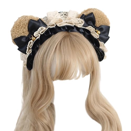 Ruarby Plüsch Bär Ohr Bowknot Stirnband Cosplay Kostüm Hairhoop Party Requisiten Kopfschmuck Show Kopfschmuck Mädchen Zubehör Niedlich Bär Ohr Haarband von Ruarby