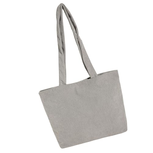 Ruarby Praktische Einzel-Umhängetasche aus Cord Unterarmtasche für trendige Frauen und professionelle Studenten, Büchertaschen, große Kapazität, Einkaufstasche, grau, One Size von Ruarby