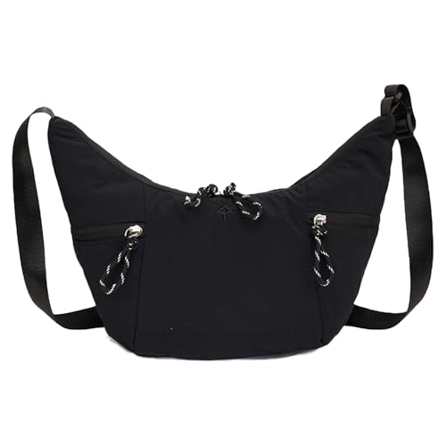 Ruarby Stilvolle Nylon-Umhängetasche, Crossbody-Tasche mit verstellbarem Riemen, geeignet für Arbeit, Einkaufen oder Reisen, Abenteuer, elegante Damenhandtasche, Schwarz , One Size von Ruarby
