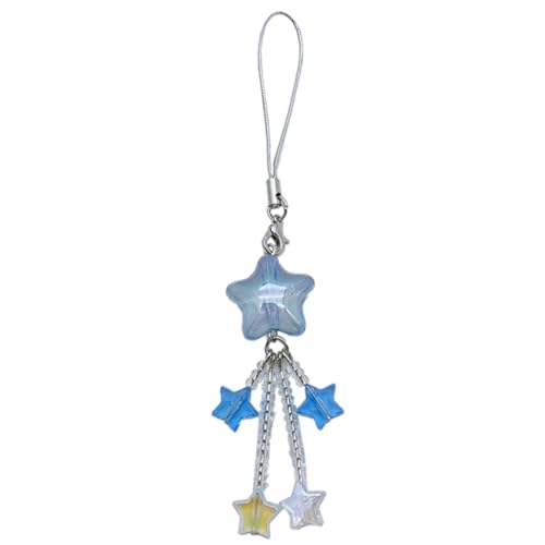 Ruarby Sweet Star Bead Quasten Charm Anhänger Kette Handy Gurt Tasche Schlüsselanhänger Strap Hängende Dekoration für Schlüssel Tasche Geldbörse, Stoff / Federn von Ruarby