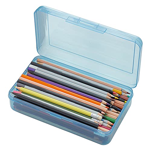 Ruarby Transparenter Bleistift für Etui, Kunststoff, Stiftebox, Buntstift, Aufbewahrungsbox, Marker, Stift für Etui, stapelbar, Bürobedarf, Stor, blau, Schulranzen-Set von Ruarby