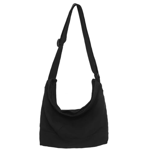 Ruarby Umhängetasche für Mädchen, Frauen, Studenten, Schultasche, Umhängetasche, einfarbig, trendig, modisch, Segeltuch, Schwarz , One Size von Ruarby