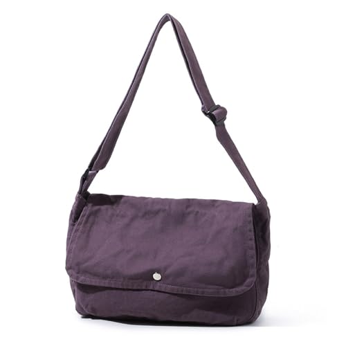 Ruarby Vielseitige Umhängetasche für Mädchen und Frauen, einfarbig, Schule, Mode, Freizeit, Segeltuch, Kuriertasche, Schule, Reisen, violett, One Size von Ruarby