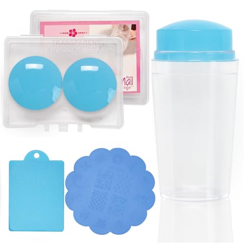 Silikon-Nagelstempel-Set, Nagelstempel mit Schaber, französische Spitze, Nagelstempel, Gelee-Stempel, Nägel, Kunstschablone, Werkzeug, 4 Stück von Ruarby