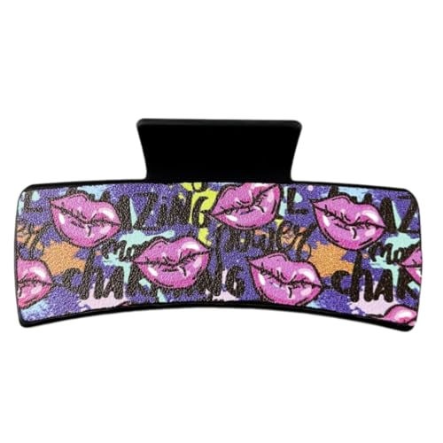 Stilvolle quadratische Haarspange aus PU-Leder, leicht, tragbar, Cartoon-Haarspange für Frauen jeden Alters von Ruarby