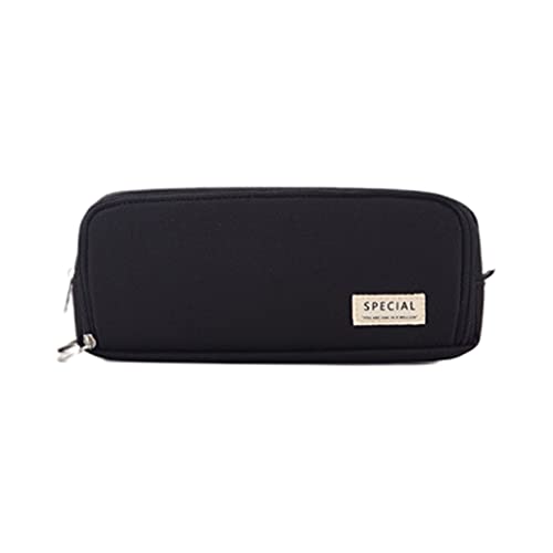 Tragbares großes Federmäppchen, integrierte Netztaschen, große Staionery-Aufbewahrungstasche, Make-up-Tasche, 3 große Reißverschlussfächer für Geschenk, 01 (Schwarz), Schulranzen-Set von Ruarby