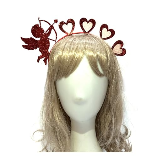 Valentinstag-Herz-Stirnband, rote Pailletten, Liebes-Haarband, Glitzer, herzförmiger Haarschmuck für Mädchen und Frauen, Valentinstag-Stirnband von Ruarby