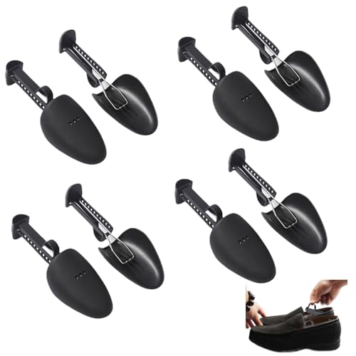 Ruayia 4 Paar Schuhstrecker, Schuhspanner Herren und Damen, Schuhspanner aus Kunststoff, Verstellbare Leicht Und Leicht Zu Tragen, Großformat - Schwarz von Ruayia