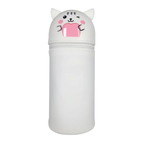 Ruayia Kawaii Federmäppchen, Weichem Silikon Federtasche, 2 in 1 Kätzchen Niedliches Federmäppchen, Mäppchen Cartoon Bleistifthalter für Mädchen Jungen Aufbewahrung Schreibwaren (Weiß Ruayia Kawaii Federmäppchen, Weichem Silikon Federtasche, 2 in 1 Kätzchen Niedliches Federmäppchen, Mäppchen Cartoon Bleistifthalter für Mädchen Jungen Aufbewahrung Schreibwaren (Weiß von Ruayia