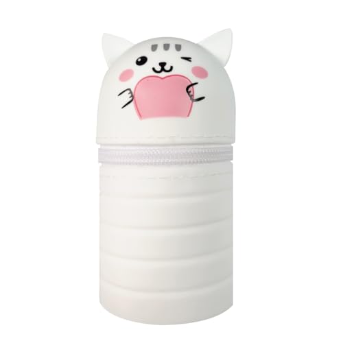 Ruayia Kawaii Federmäppchen Teleskopisch, Weichem Silikon Federtasche, 2 in 1 Kätzchen Niedliches Federmäppchen, Mäppchen Cartoon Bleistifthalter für Mädchen Jungen Aufbewahrung Schreibwaren (Weiß) Ruayia Kawaii Federmäppchen Teleskopisch, Weichem Silikon Federtasche, 2 in 1 Kätzchen Niedliches Federmäppchen, Mäppchen Cartoon Bleistifthalter für Mädchen Jungen Aufbewahrung Schreibwaren (Weiß) von Ruayia