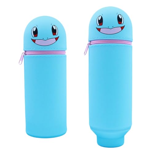 Ruayia Kawaii Federmäppchen aus Weichem Silikon, 2-in-1 Design Niedliches Cartoon Mäppchen für Stifte & Schreibwaren Süß & Praktisch für Mädchen & Jungen – Blau von Ruayia