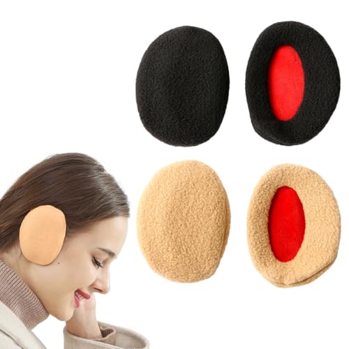 Ruayia Ohrenschützer Damen 2 Stück, Ohrenwärmer Damen Earbags Earmuffs Faltbare Waschbar Plüsch Ohrenschützer warme Kälteschutz Kalte Winterzubehör Outdoor Ohrenmuscheln - Schwarz + Khaki -L von Ruayia