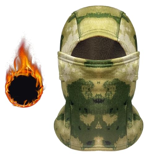 Ruayia Sturmhaube Motorrad Skimaske für Damen und Herren, Balaclava Sturmmaske Hals Gaiter UV-Schutz Winddicht Warm Atmungsaktiv Skimaske Radfahren - Camouflage Grün von Ruayia
